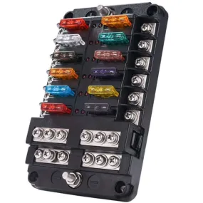 12 Circuit Negative Bus Blade Fuse Block