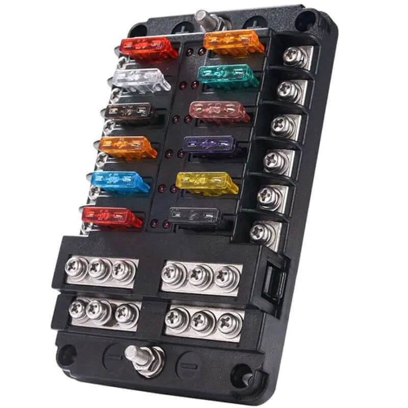 12 Circuit Negative Bus Blade Fuse Block