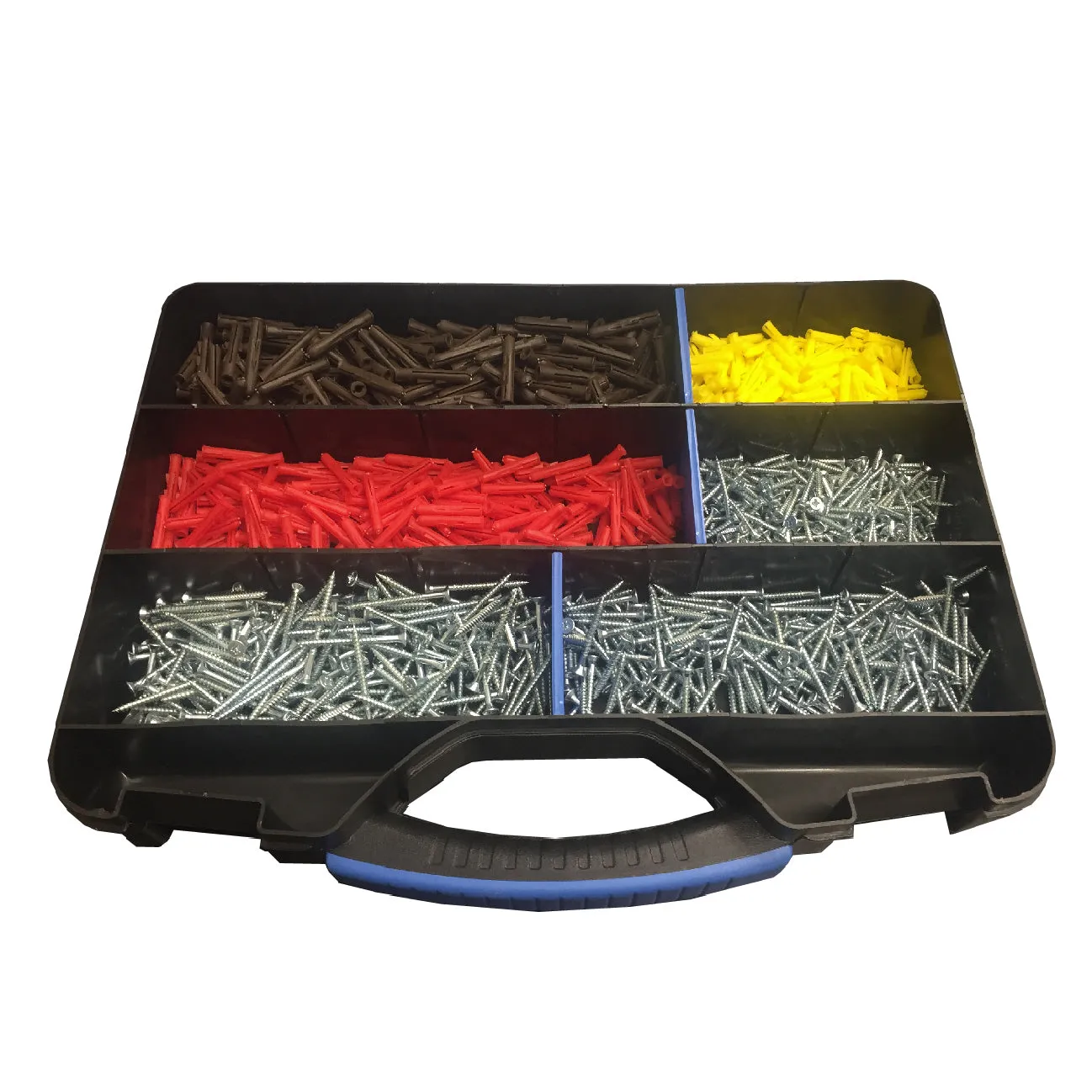 1200 x Assorted Pozi Screws & Raw Fixing Plugs, Twin Thread
