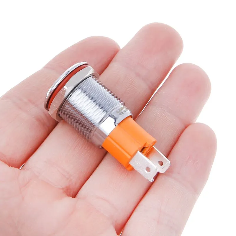 1PC Hole Size 16 mm Self-locking/Latching switch Metal push button switch With LED Light 220 V 10A Whosale&DropShip