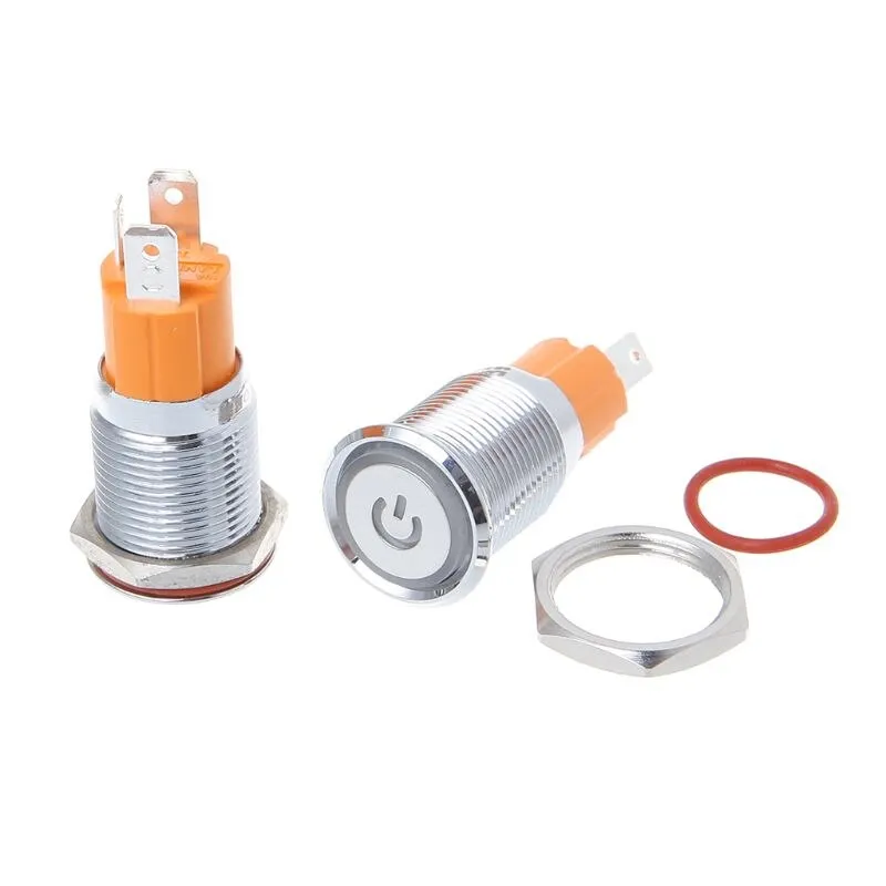 1PC Hole Size 16 mm Self-locking/Latching switch Metal push button switch With LED Light 220 V 10A Whosale&DropShip