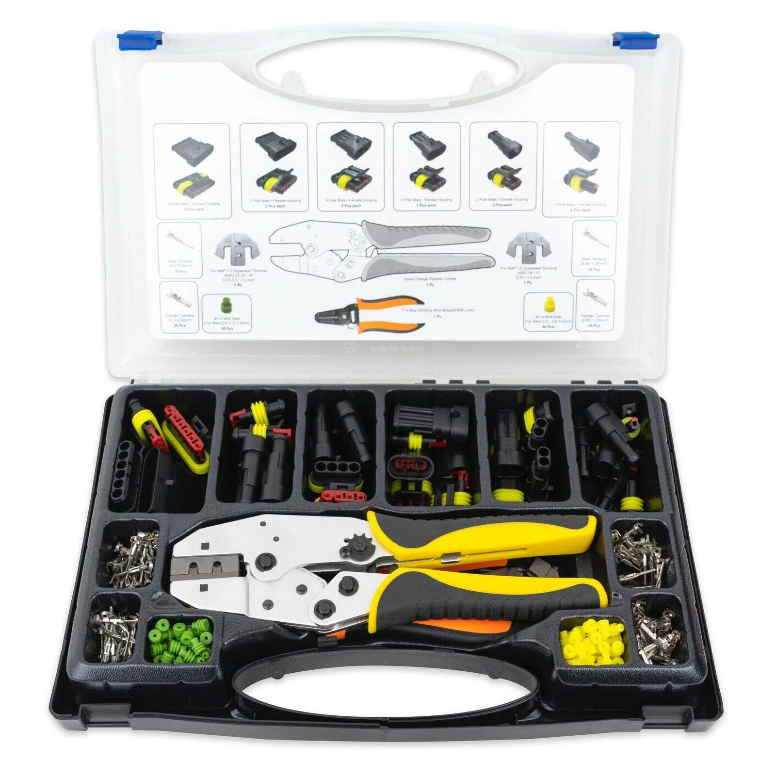 236pc 1.5 Superseal Terminal Ratcheting Crimping Tool & Connector Kit
