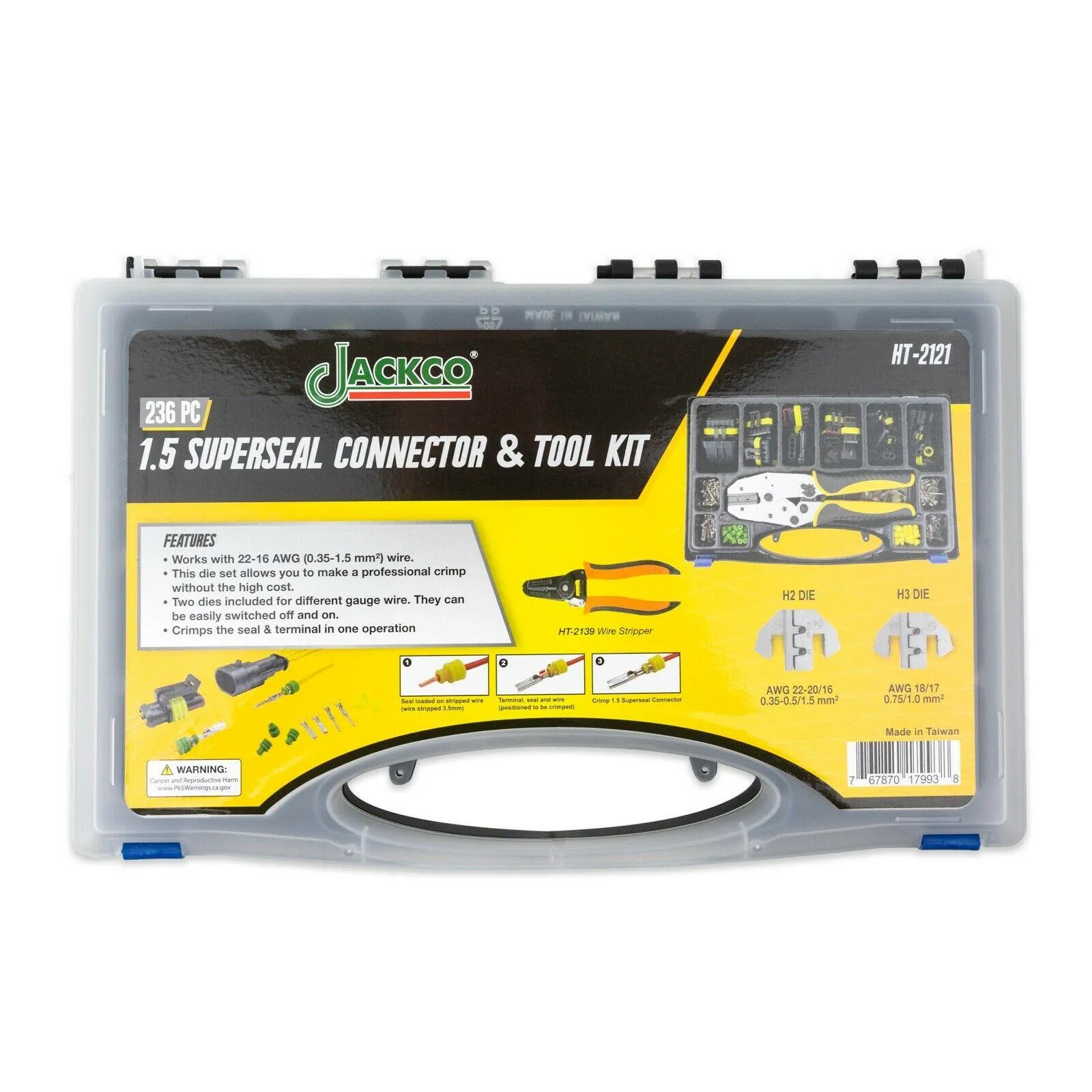 236pc 1.5 Superseal Terminal Ratcheting Crimping Tool & Connector Kit