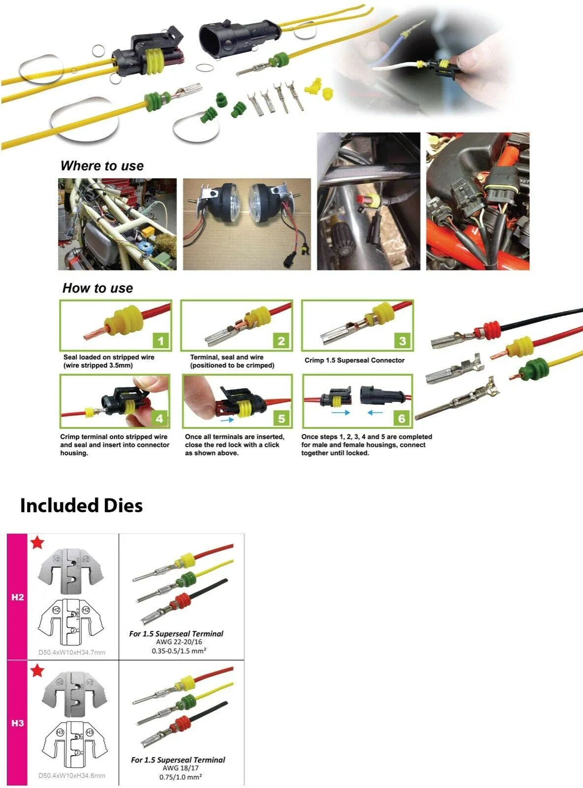 236pc 1.5 Superseal Terminal Ratcheting Crimping Tool & Connector Kit