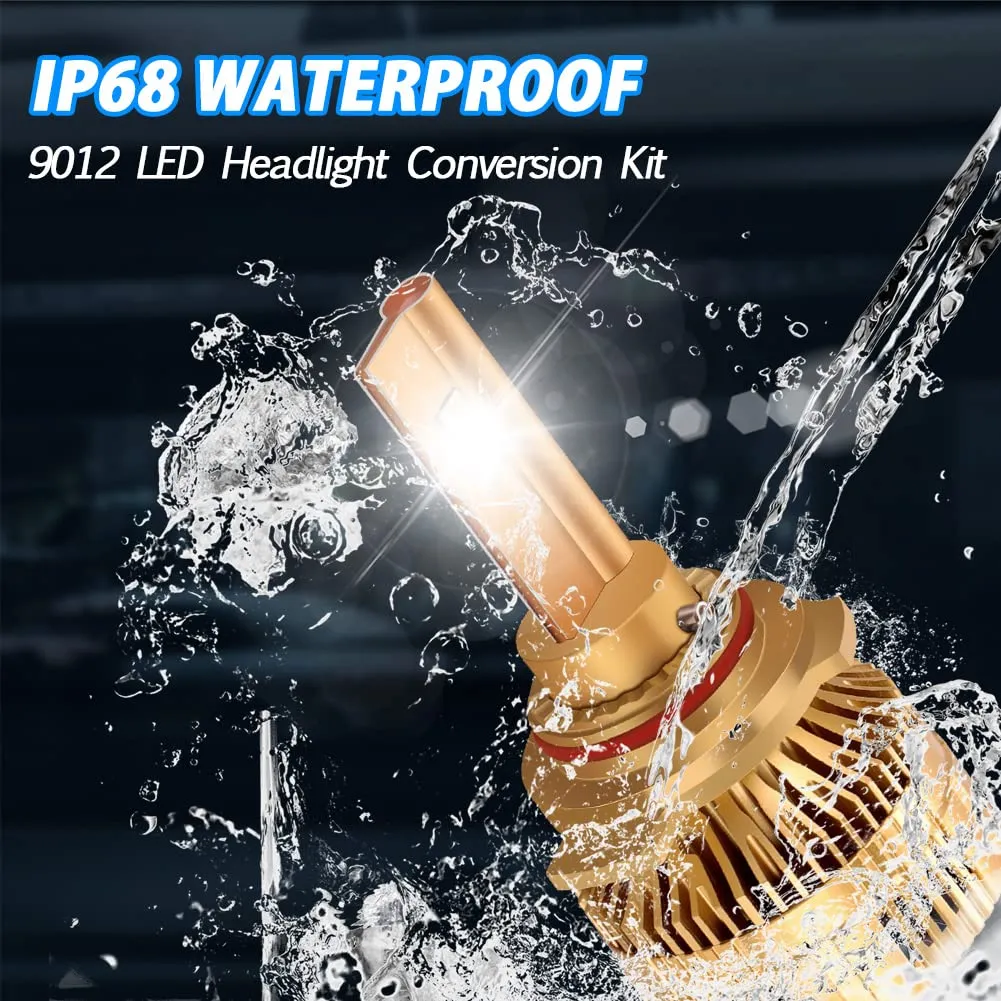 2pcs T12 9012 HIR2 LED Headlight Bulbs 50W Super Bright 6000K Cool White