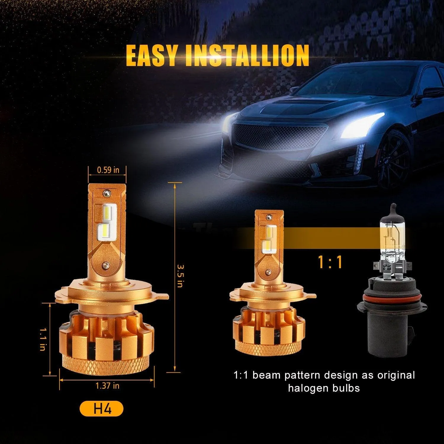 (2pcs/set) H4/9003 For 2005-2015 TOYOTA TACOMA LED Light Bulbs F-16 Plus Series Automotive Grade 14000LM