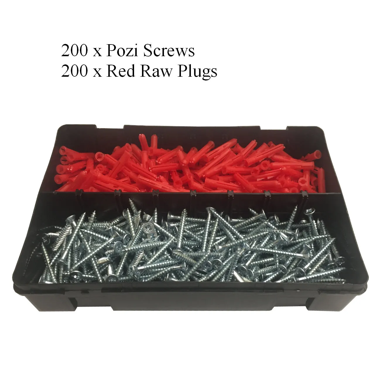 400 x Pozi Screws & Red Raw Plugs, 8 x 1½" Twin Thread