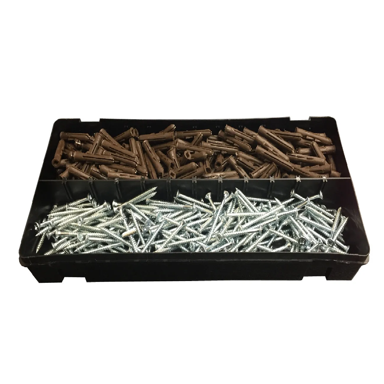 400 x Pozi Screws &Brown Raw Plugs, 8 x 2" Twin Thread