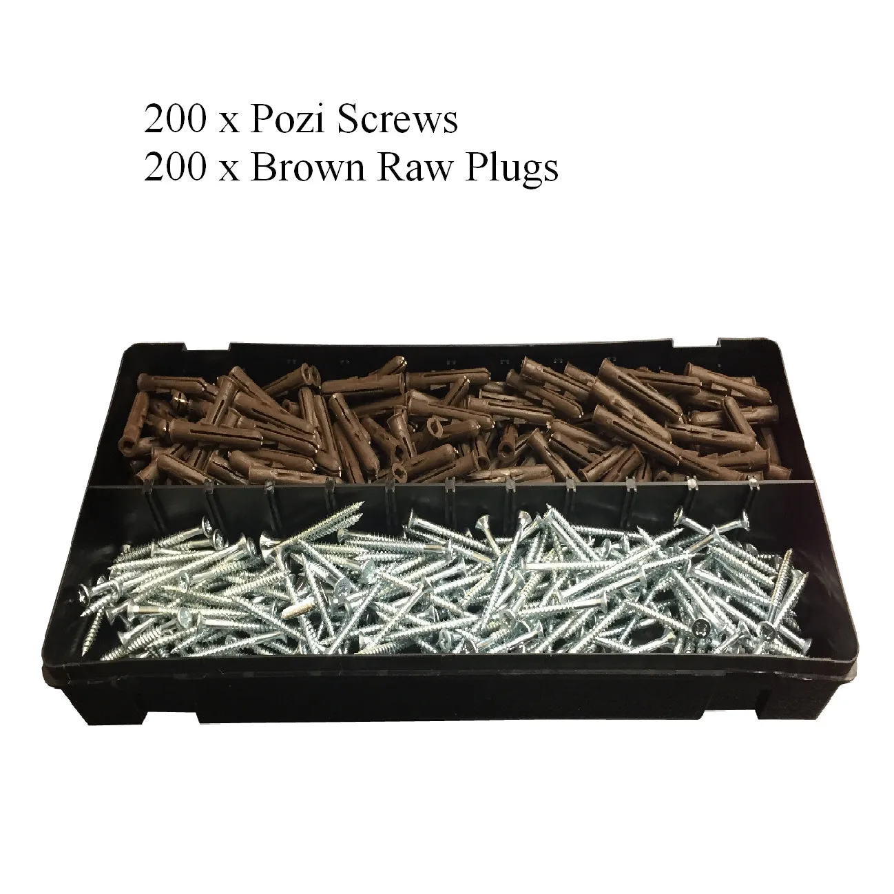 400 x Pozi Screws &Brown Raw Plugs, 8 x 2" Twin Thread