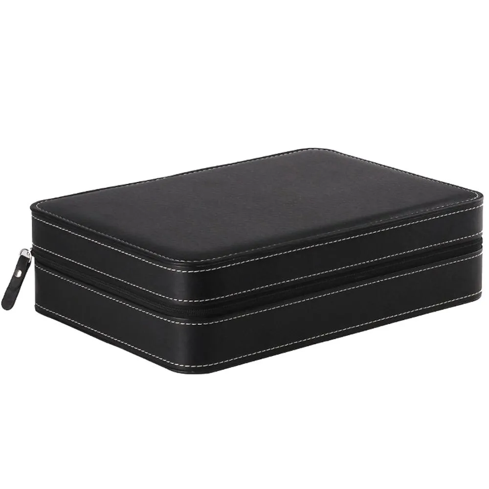 6/10/12 Slots Black Vegan Leather Apple Watch Box Portable Organizer