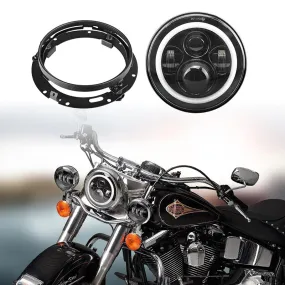 7 inch LED Headlight Projector with DRL and Turn Signal Lights & Bracket Ring