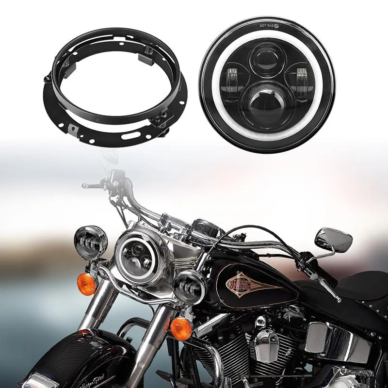 7 inch LED Headlight Projector with DRL and Turn Signal Lights & Bracket Ring