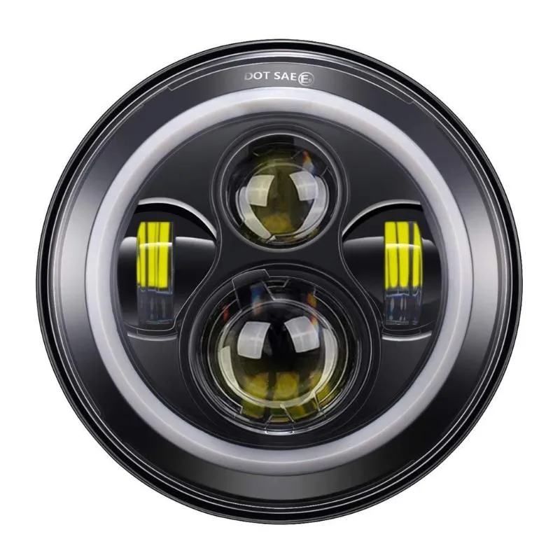 7'' LED Halo Headlights with Turn Signals   4.5'' LED Halo Fog Lights   Bracket
