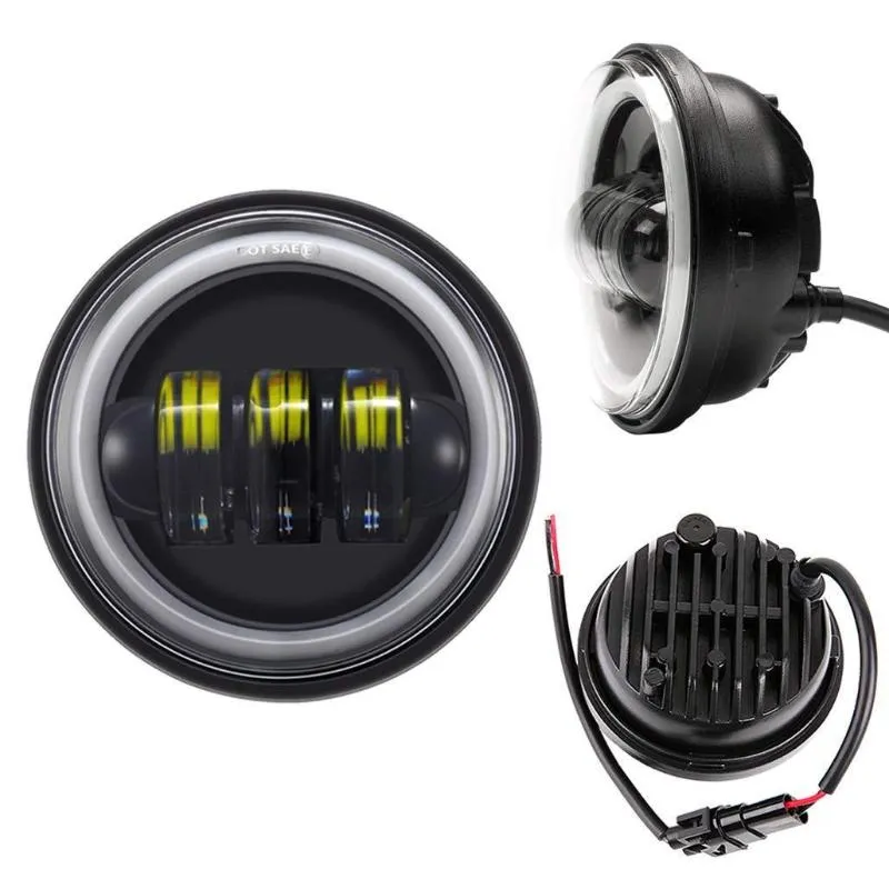 7'' LED Halo Headlights with Turn Signals   4.5'' LED Halo Fog Lights   Bracket