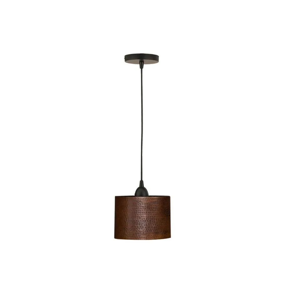 8" Copper Oval Cylinder Pendant Light
