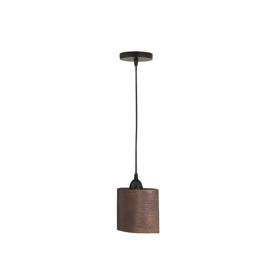 8" Copper Oval Cylinder Pendant Light