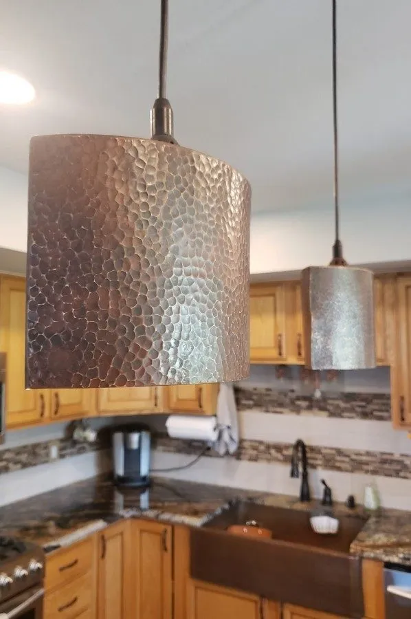 8" Copper Oval Cylinder Pendant Light