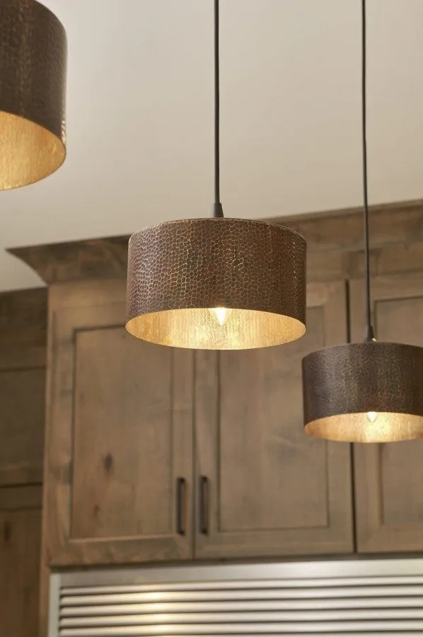8" Copper Round Cylinder Pendant Light