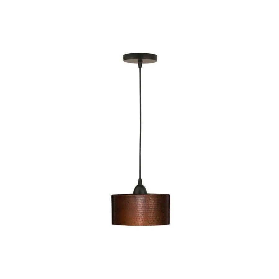 8" Copper Round Cylinder Pendant Light