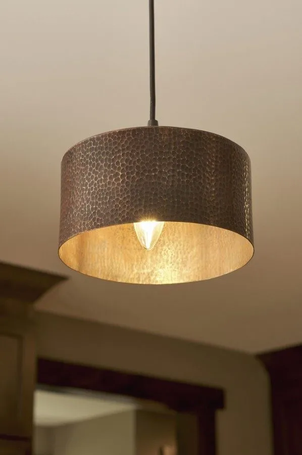 8" Copper Round Cylinder Pendant Light