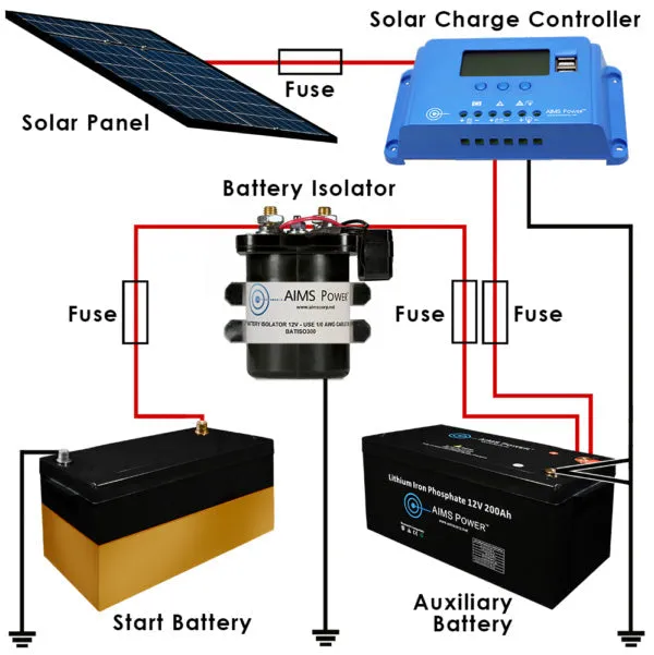 AIMS Power Automatic Dual Battery Sensing Isolator 300 Amp