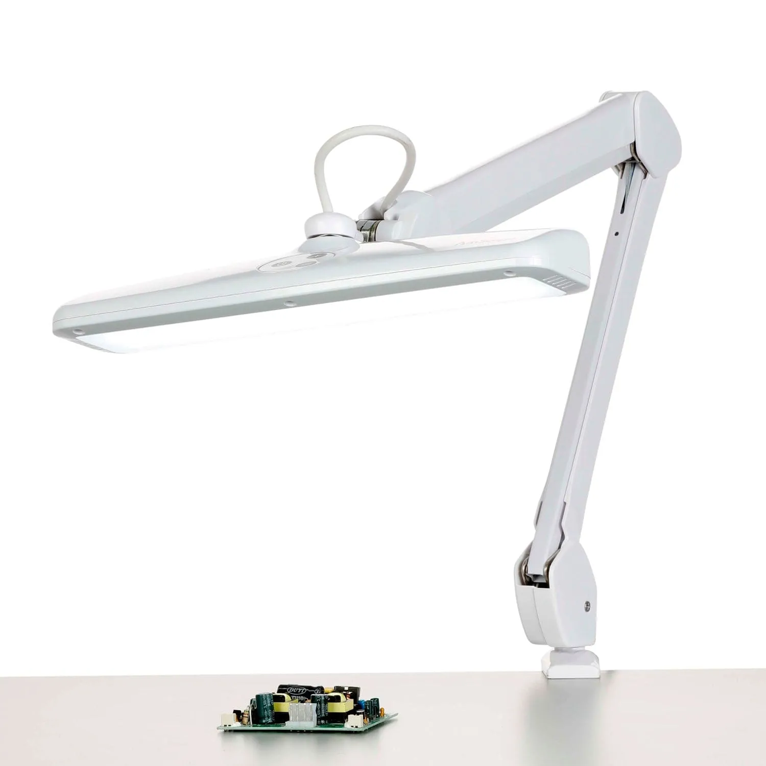 AmScope 12W 72 LED Task Lamp on Articulating Arm with Table Clamp