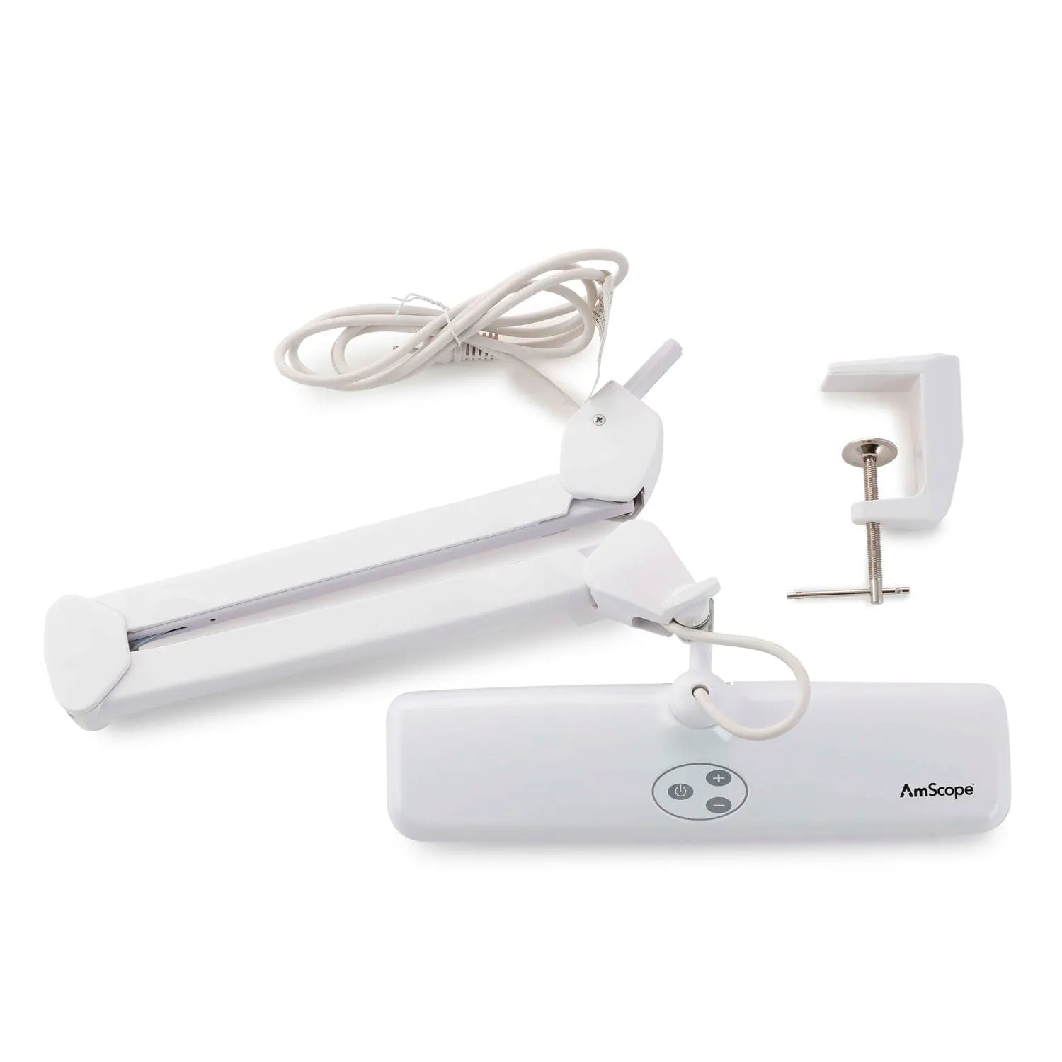 AmScope 12W 72 LED Task Lamp on Articulating Arm with Table Clamp