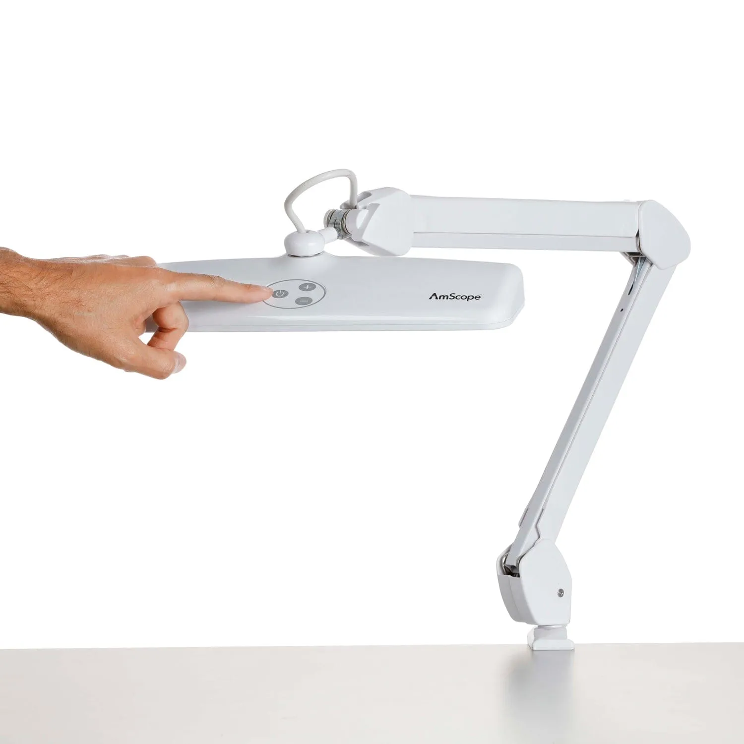 AmScope 12W 72 LED Task Lamp on Articulating Arm with Table Clamp