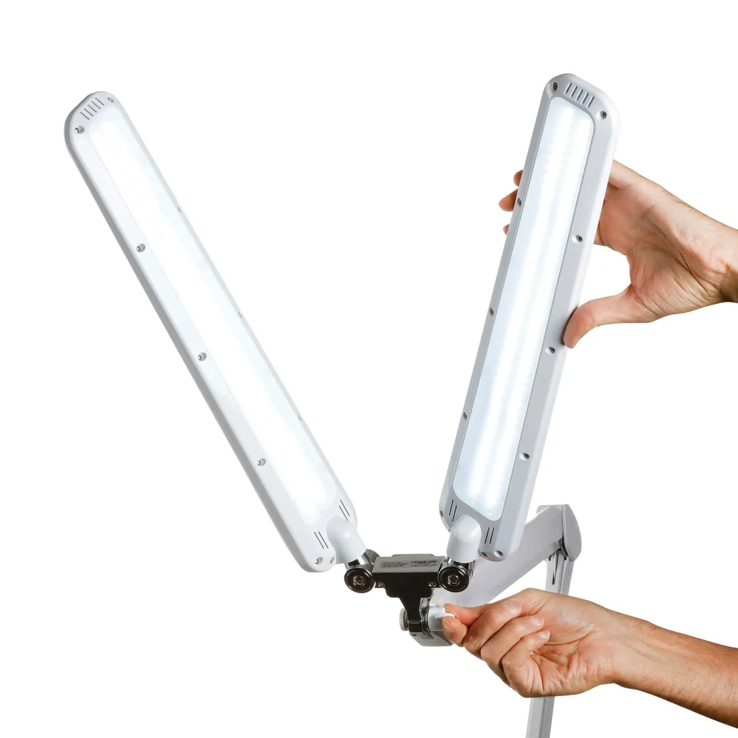 AmScope 24W 180 LED Dual-Head Task Lamp on Articulating Arm with Table Clamp