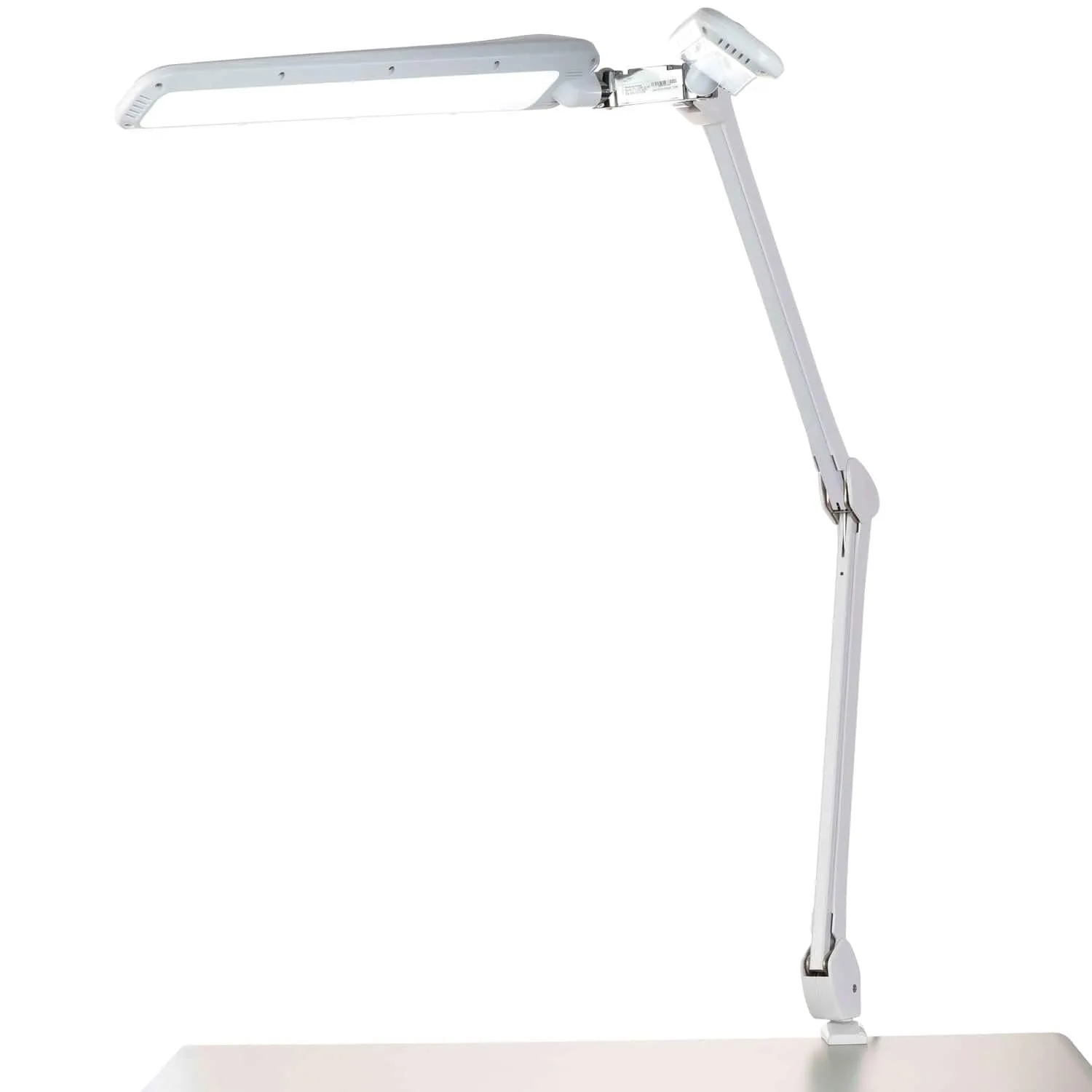 AmScope 24W 180 LED Dual-Head Task Lamp on Articulating Arm with Table Clamp