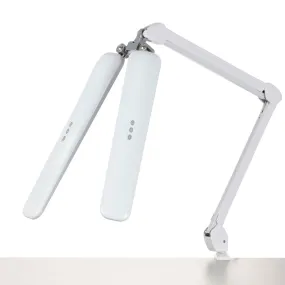 AmScope 24W 180 LED Dual-Head Task Lamp on Articulating Arm with Table Clamp