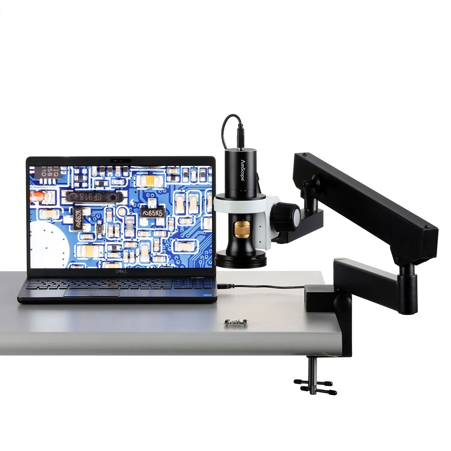 AmScope DM756 Series 8.3MP All-in-One USB Digital Microscope with Zoom Optics on Articulating Arm