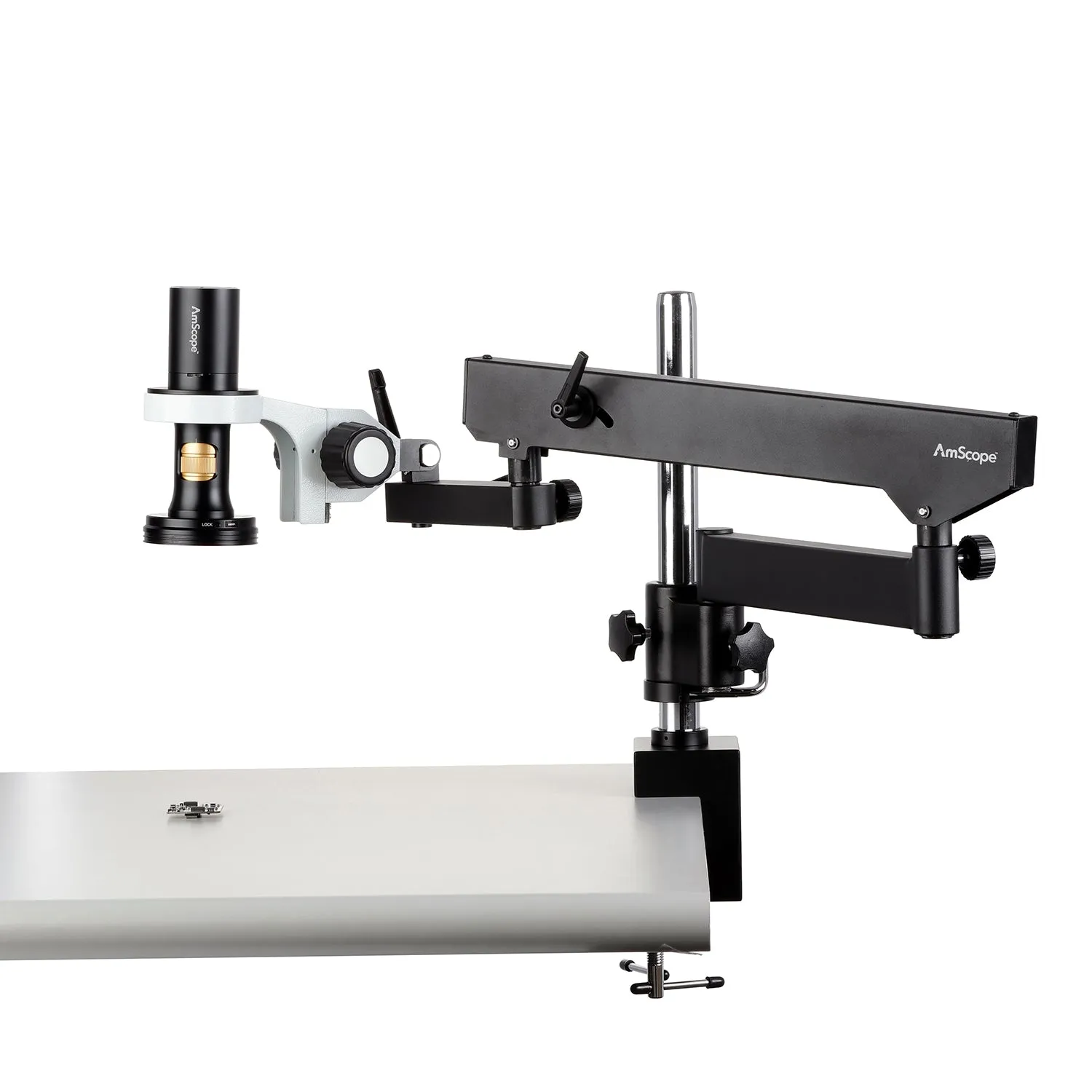 AmScope DM756 Series 8.3MP USB All-in-One Digital Microscope with Zoom Optics on Articulating Arm with Pillar