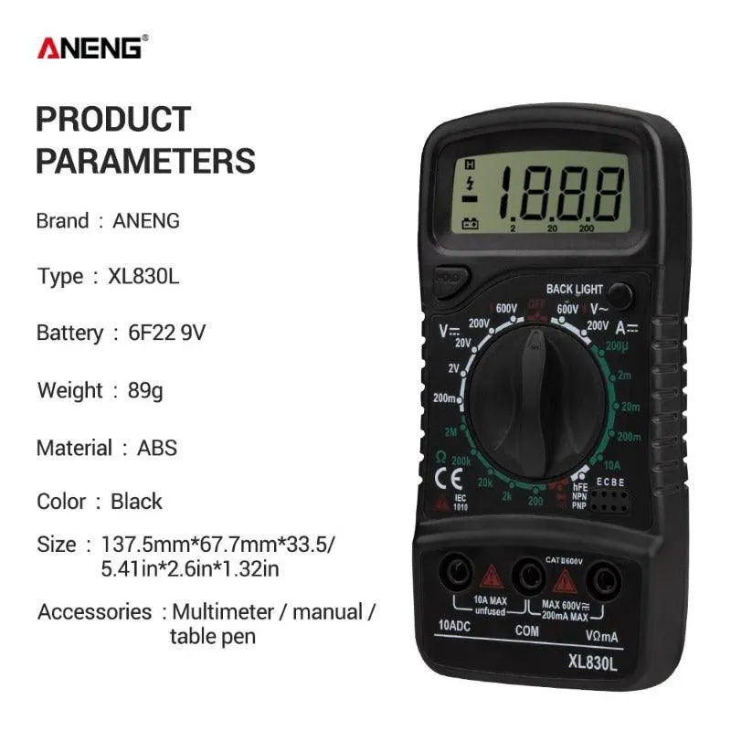 ANENG- XL830L Digital Esr Meter Testers| Dmm Transistor Peak Tester Meter