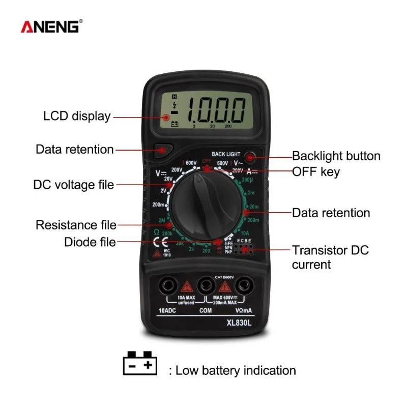 ANENG- XL830L Digital Esr Meter Testers| Dmm Transistor Peak Tester Meter