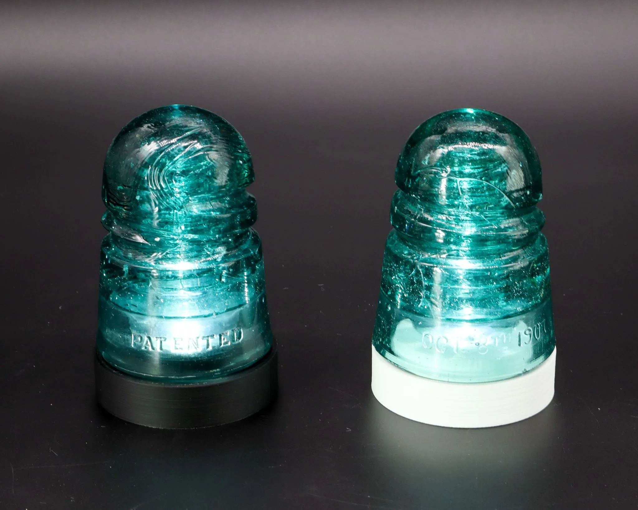 Battery Powered Lamp Base Set of 5 With Remote for Glass Insulators