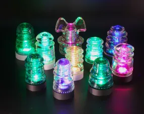 Battery Powered Lamp Base Set of 5 With Remote for Glass Insulators