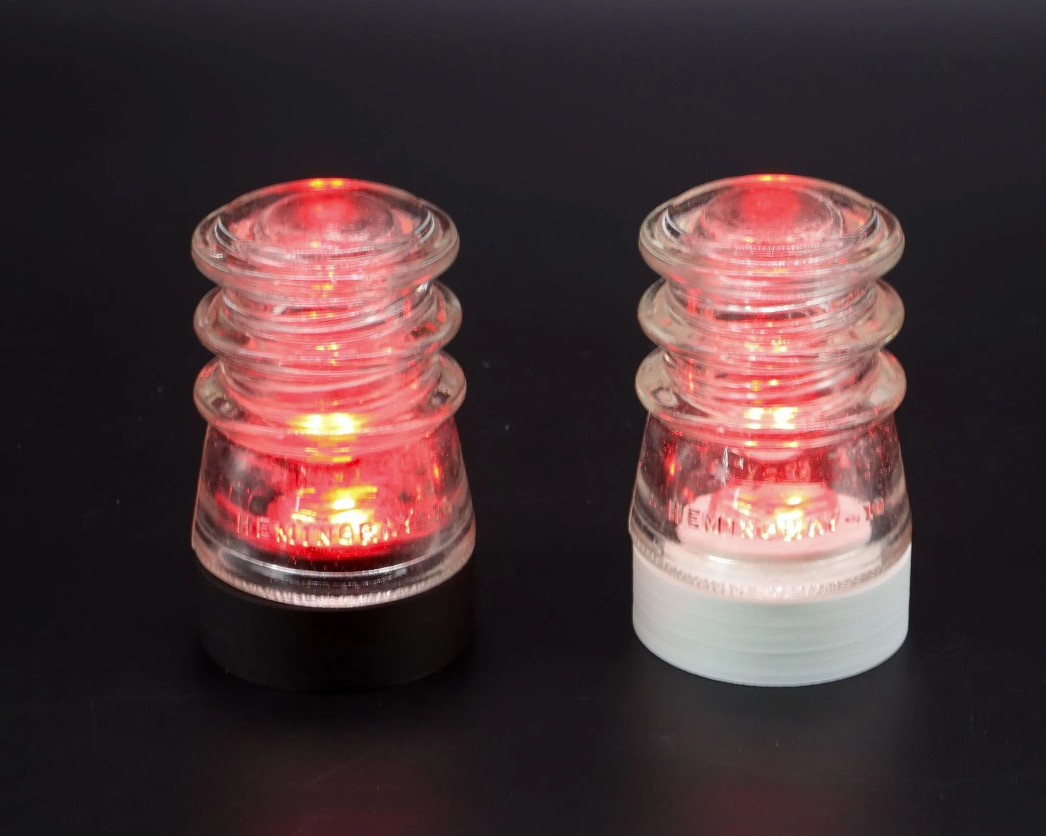 Battery Powered Lamp Base Set of 5 With Remote for Glass Insulators