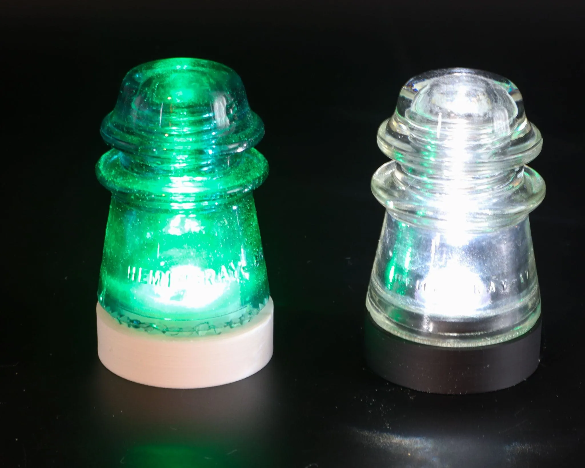Battery Powered Lamp Base Set of 5 With Remote for Glass Insulators