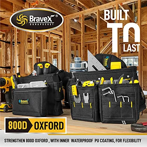 Bravex Tool Belt Suspenders, Tool Vest Pro Ultra 20 Bags Y-Style Toolbelt 5 Combo Apron Tool Pouch For Framers Carpenter Electrician 1200D Ballistic Nylon