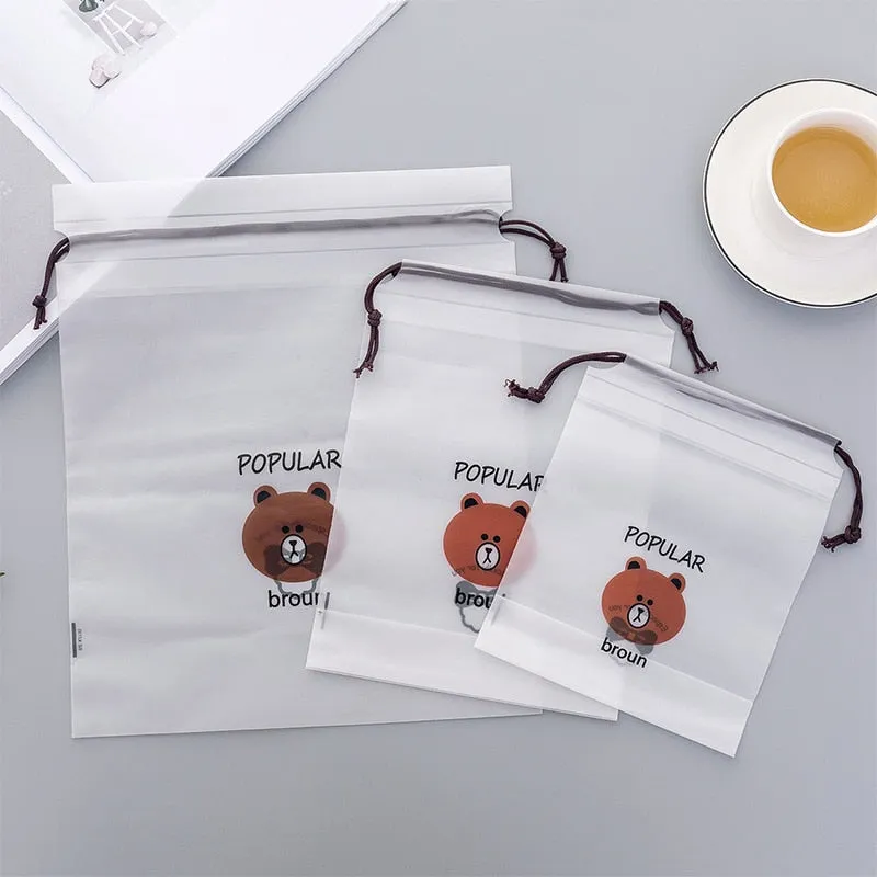 Brown Bear Transparent Cosmetic Bag Travel Makeup Case Women Zipper Make Up Bath Organizer Storage Pouch Toiletry Wash Beaut Kit