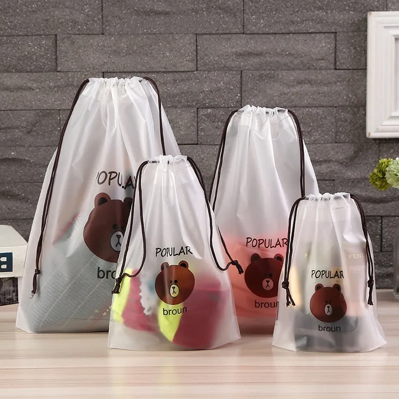 Brown Bear Transparent Cosmetic Bag Travel Makeup Case Women Zipper Make Up Bath Organizer Storage Pouch Toiletry Wash Beaut Kit