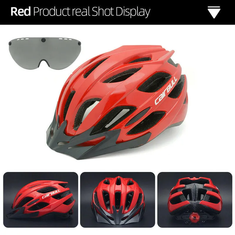 CAIRBULL Aero Road Bike Helmet Specialized MTB Cycling Helmets Goggles Adult Men Women Removable Visor Lens With Taillight EPS