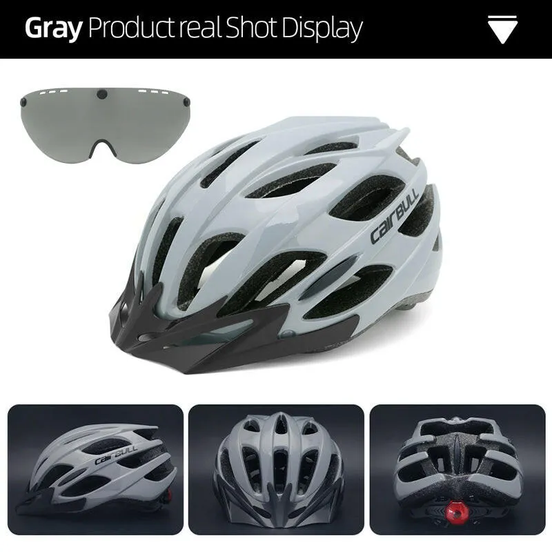 CAIRBULL Aero Road Bike Helmet Specialized MTB Cycling Helmets Goggles Adult Men Women Removable Visor Lens With Taillight EPS