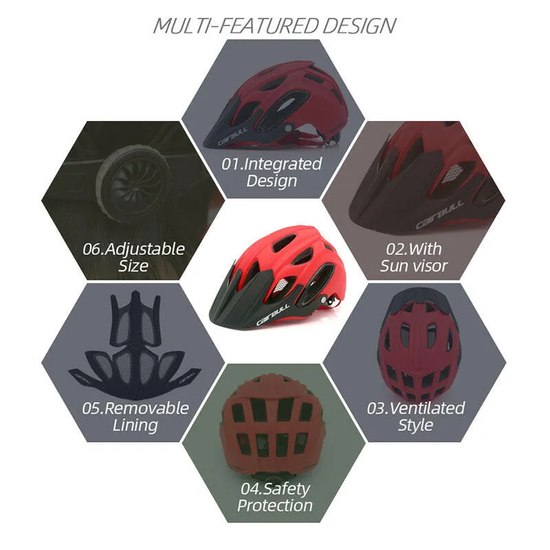 CAIRBULL Mtb Helmet Cycling Mountain Bike Helmets Ventilated Riding With Sun Visor Insect Net Adult Men Women Integrally-Molded