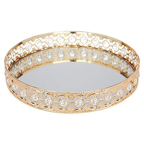 CALANDIS® Mirrored Crystal Vanity Makeup Tray Jewelry Organizer Decorative Tray Home