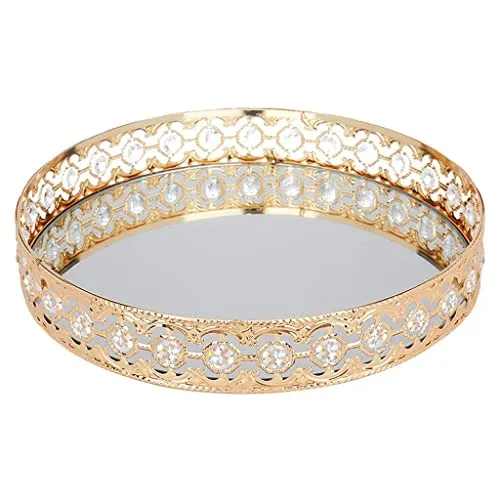 CALANDIS® Mirrored Crystal Vanity Makeup Tray Jewelry Organizer Decorative Tray Home
