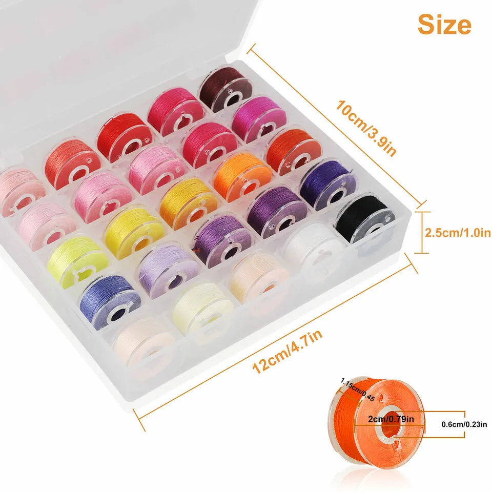 Case Organizer w/50 Clear Sewing Machine Bobbins and Assorted for Brother