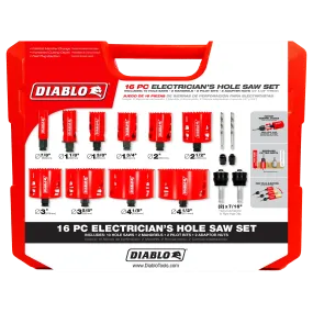 Diablo Tools DHS16SEL 16 pc Bi‑Metal Hole Saw Set for Electricians