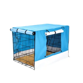 Durable 24in Wire Dog Crate Set, Double Doors, Waterproof Cover, Paw Mate